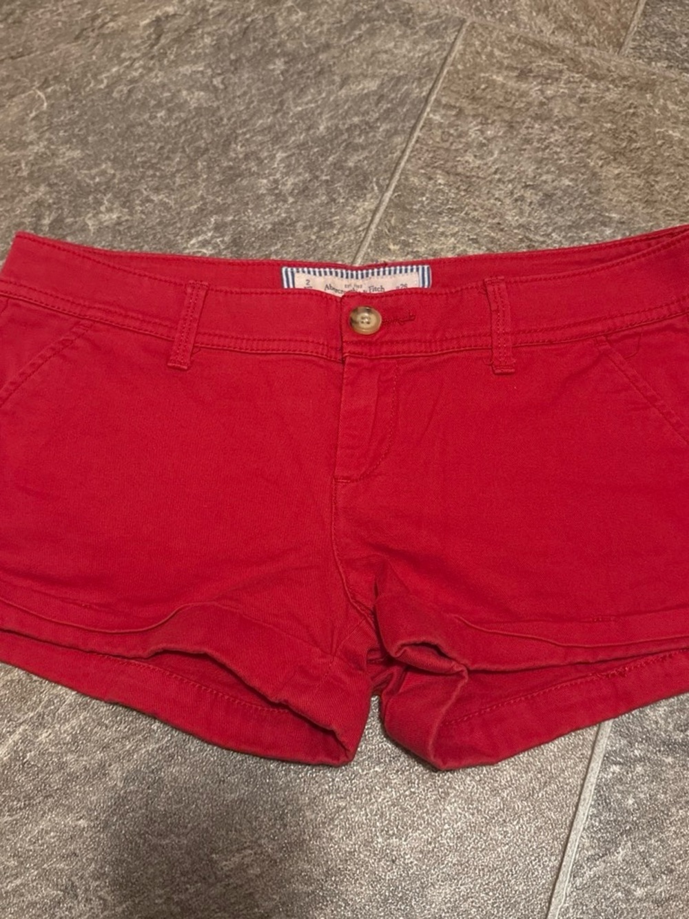 Abercrombie & Fitch Red Cotton Jean Shorts